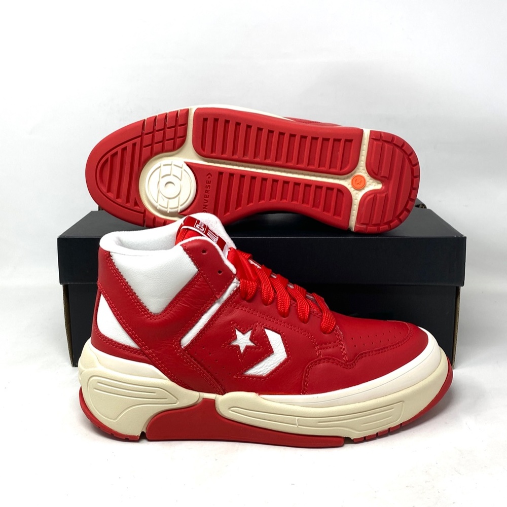 Converse Weapon CX Varsity Leather Shoes Women's Red White Mid Sneakers 172355C - Picture 5 of 11